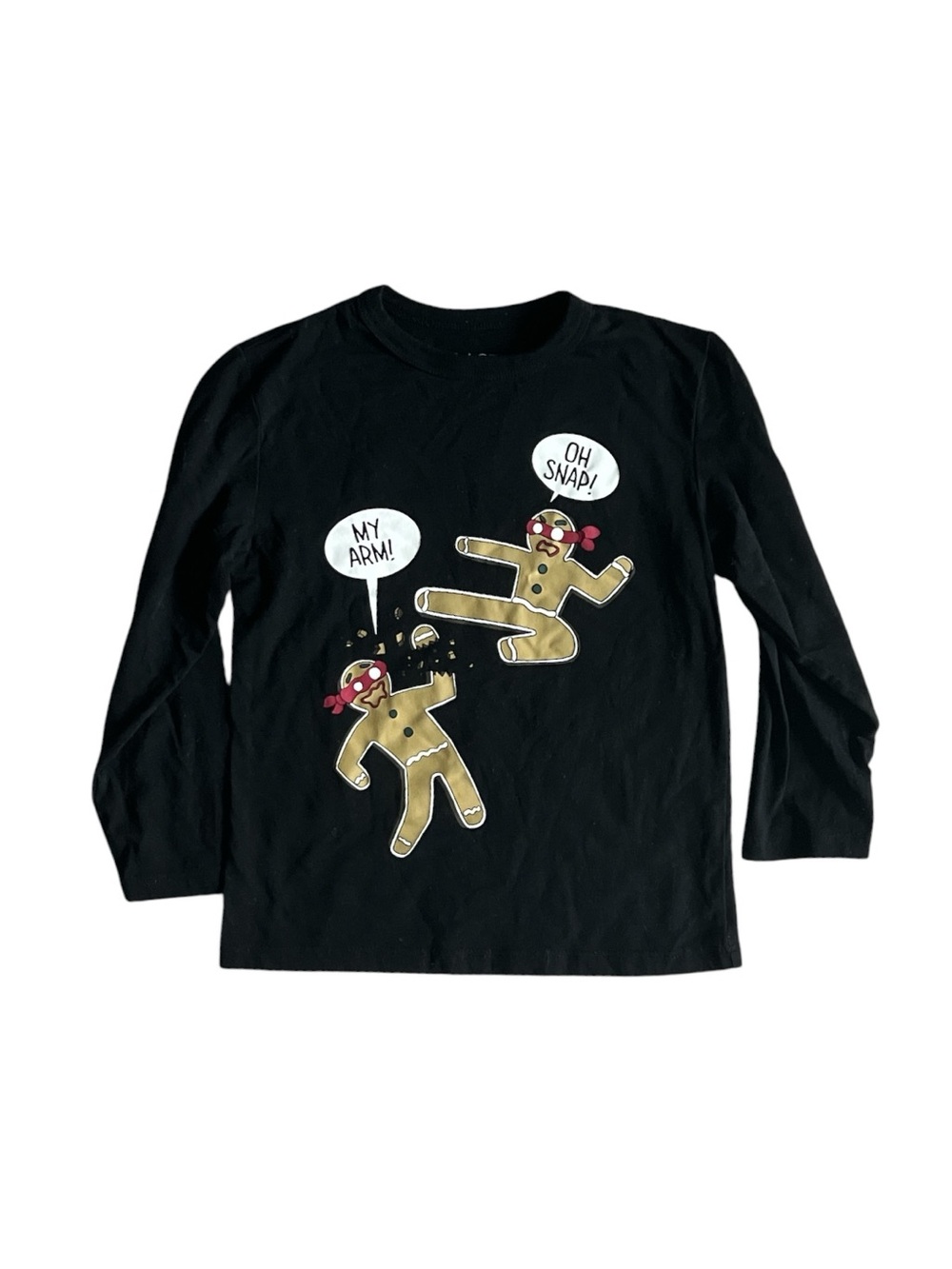 The Children's Place Black Long-Sleeve Tee with Gingerbread Pals Size 4